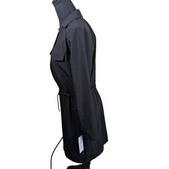 Calvin Klein Shirt Dress Black Drawstring Waist Zipper Collared Casual Size 8 - Picture 6 of 13